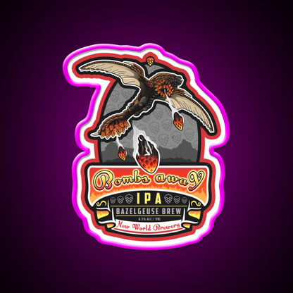 Bazelgeuse Bombs Away Ipa Beer Bar Decor Led Neon Sign Rgb Color - Neon sign mounted on wall in room