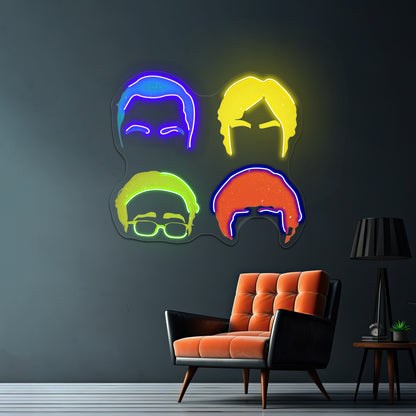 Bazinga Pop Artwork Led Neon Sign - Neon sign mounted on wall in room