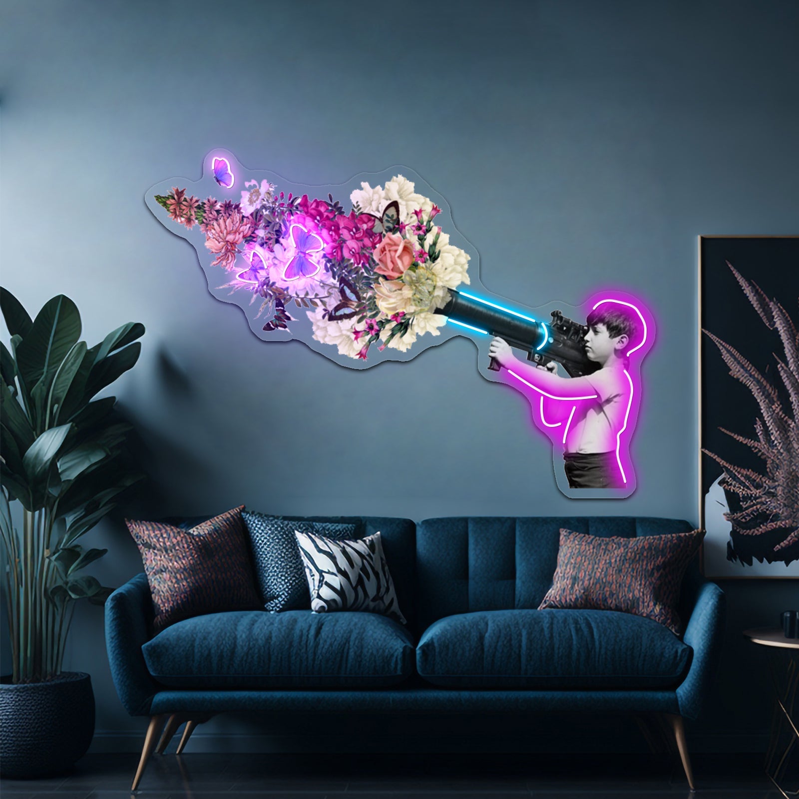 Bazooka Bouquet Street Art Graffiti Banksy Fan Artwork Led Neon Sign - Shineneon
