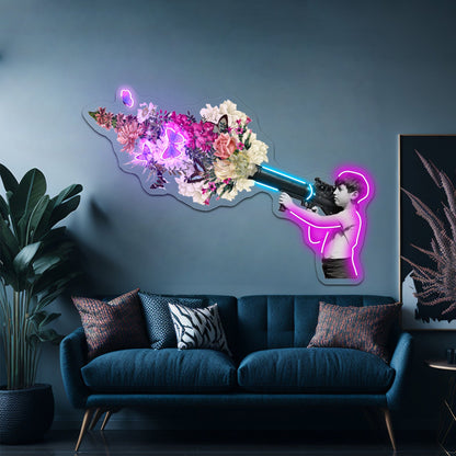 Bazooka Bouquet Street Art Graffiti Banksy Fan Artwork Led Neon Sign - Shineneon
