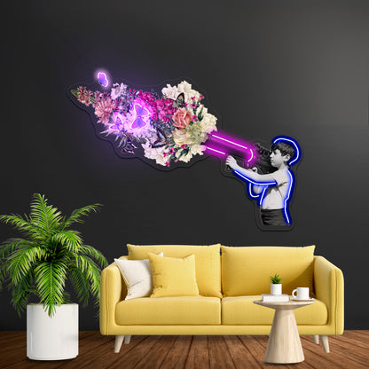 Bazooka Bouquet Street Art Graffiti Banksy Fan Artwork Led Neon Sign