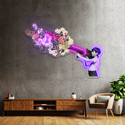 Bazooka Bouquet Street Art Graffiti Banksy Fan Artwork Led Neon Sign