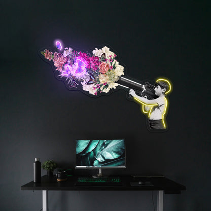 Bazooka Bouquet Street Art Graffiti Banksy Fan Artwork Led Neon Sign