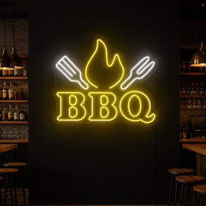 BBQ Flame And Grill Tools LED Neon Sign main product image