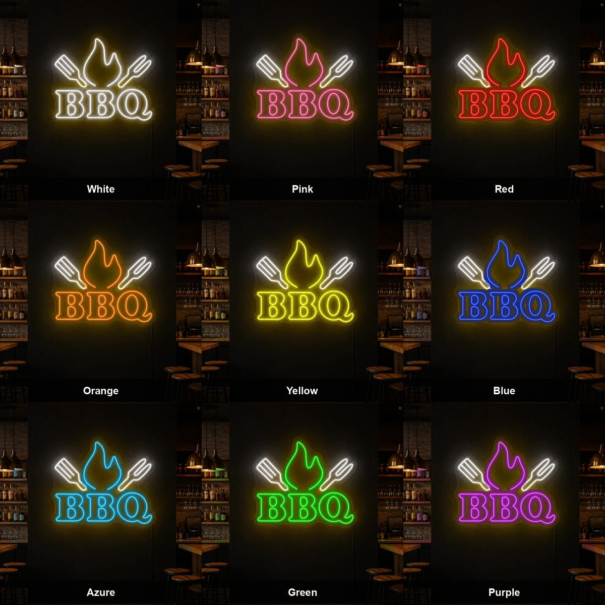 BBQ Flame And Grill Tools LED Neon Sign - Shineneon