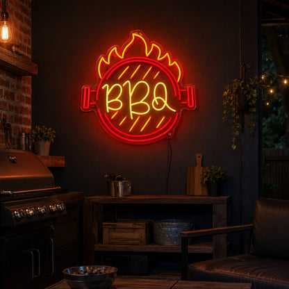 BBQ Flame Grill LED Neon Sign size image