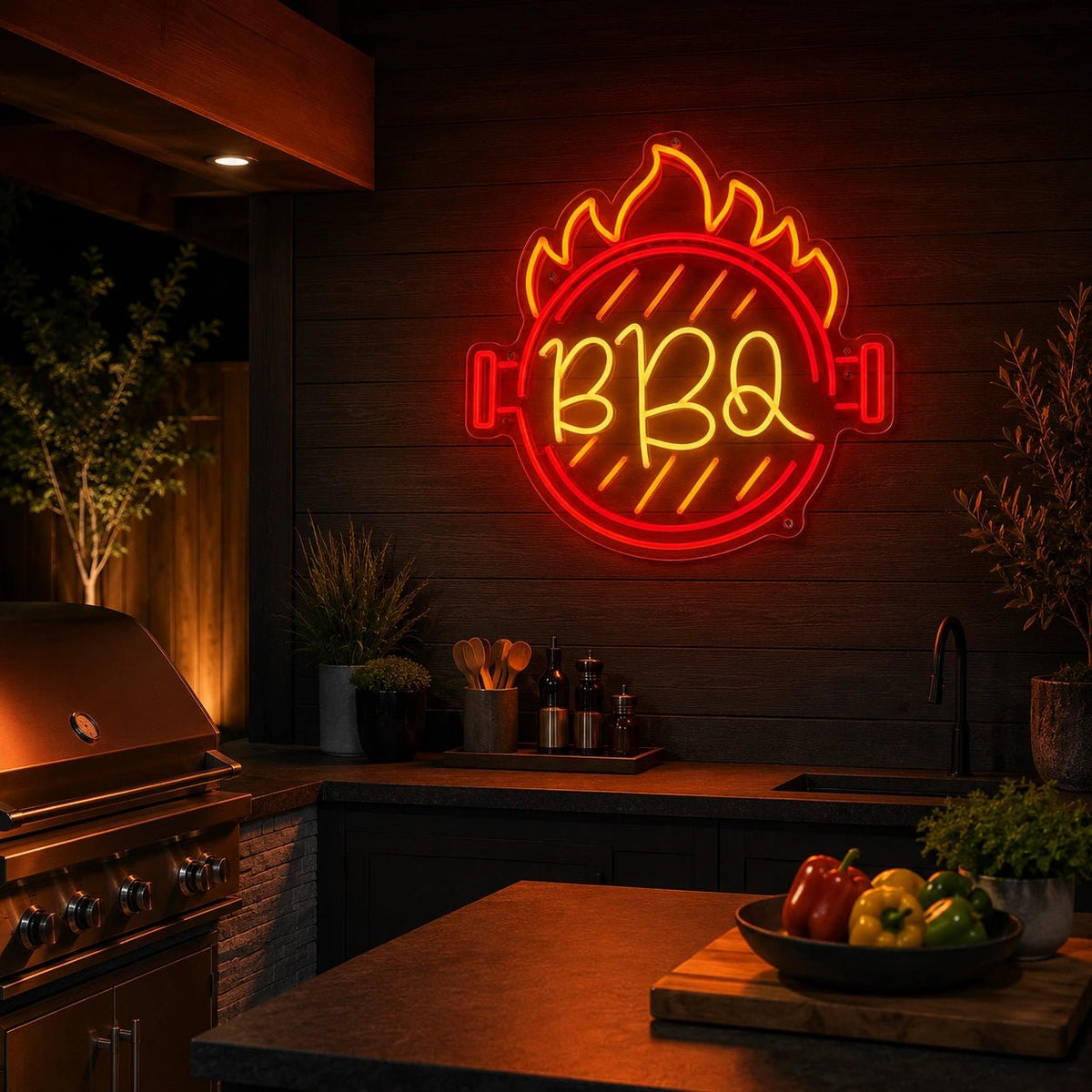 BBQ Flame Grill LED Neon Sign - Shineneon