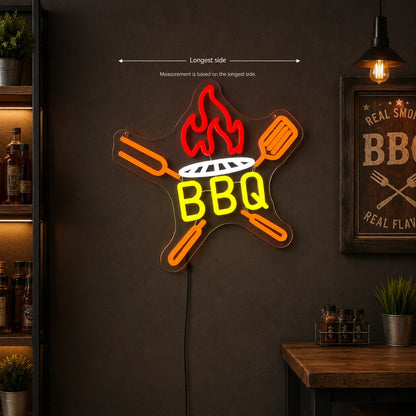 BBQ Grill Utensils LED Neon Sign color grid