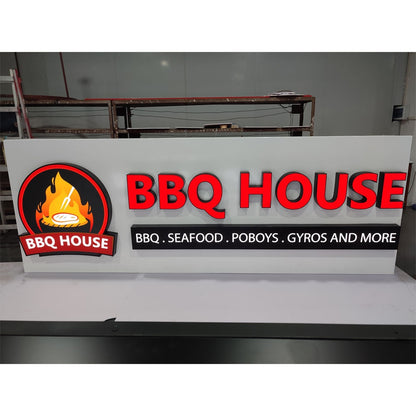 Bbq House With Big Logo 3D Frontlit Channel Letters Led Light Sign