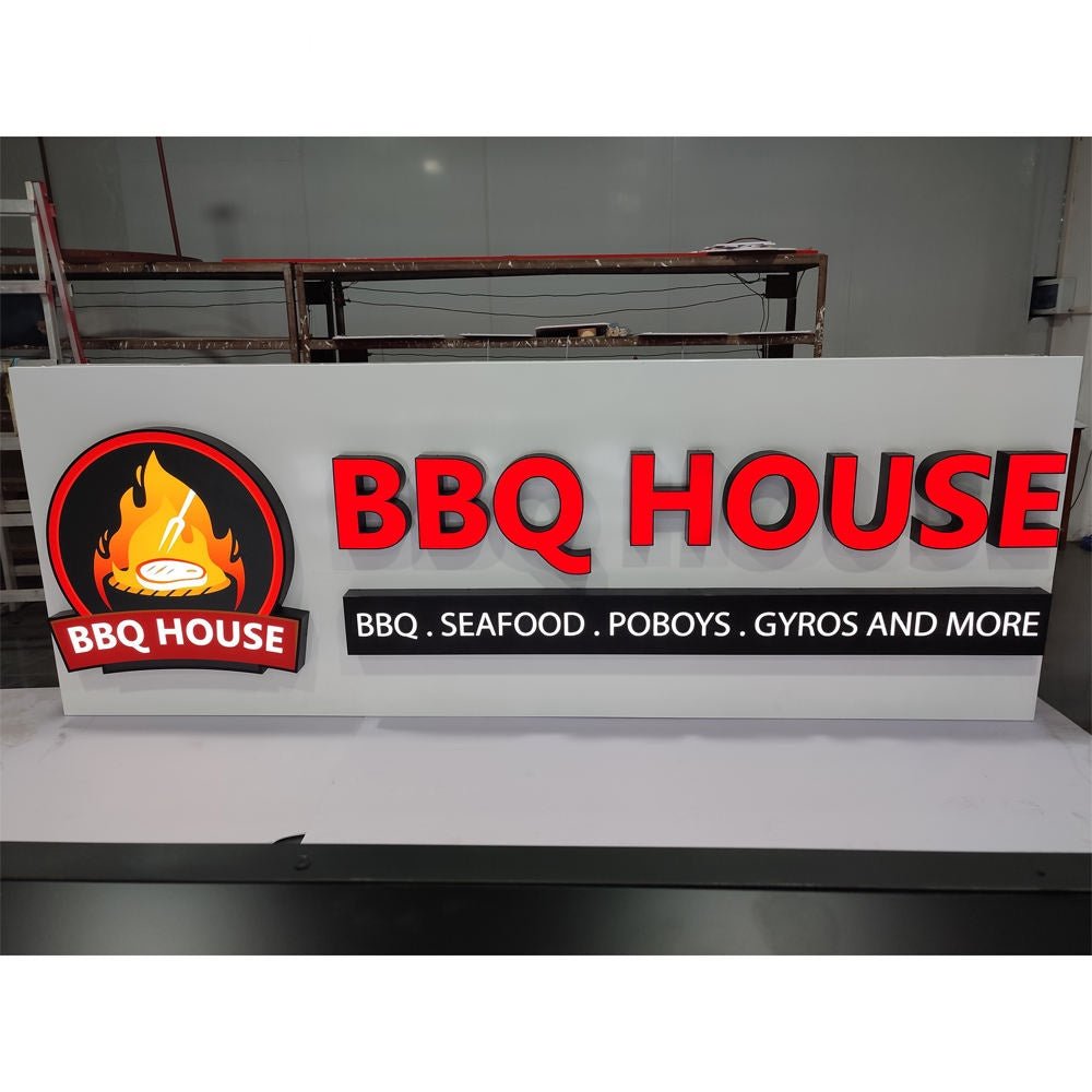 Bbq House With Big Logo 3D Frontlit Channel Letters Led Light Sign - Shineneon