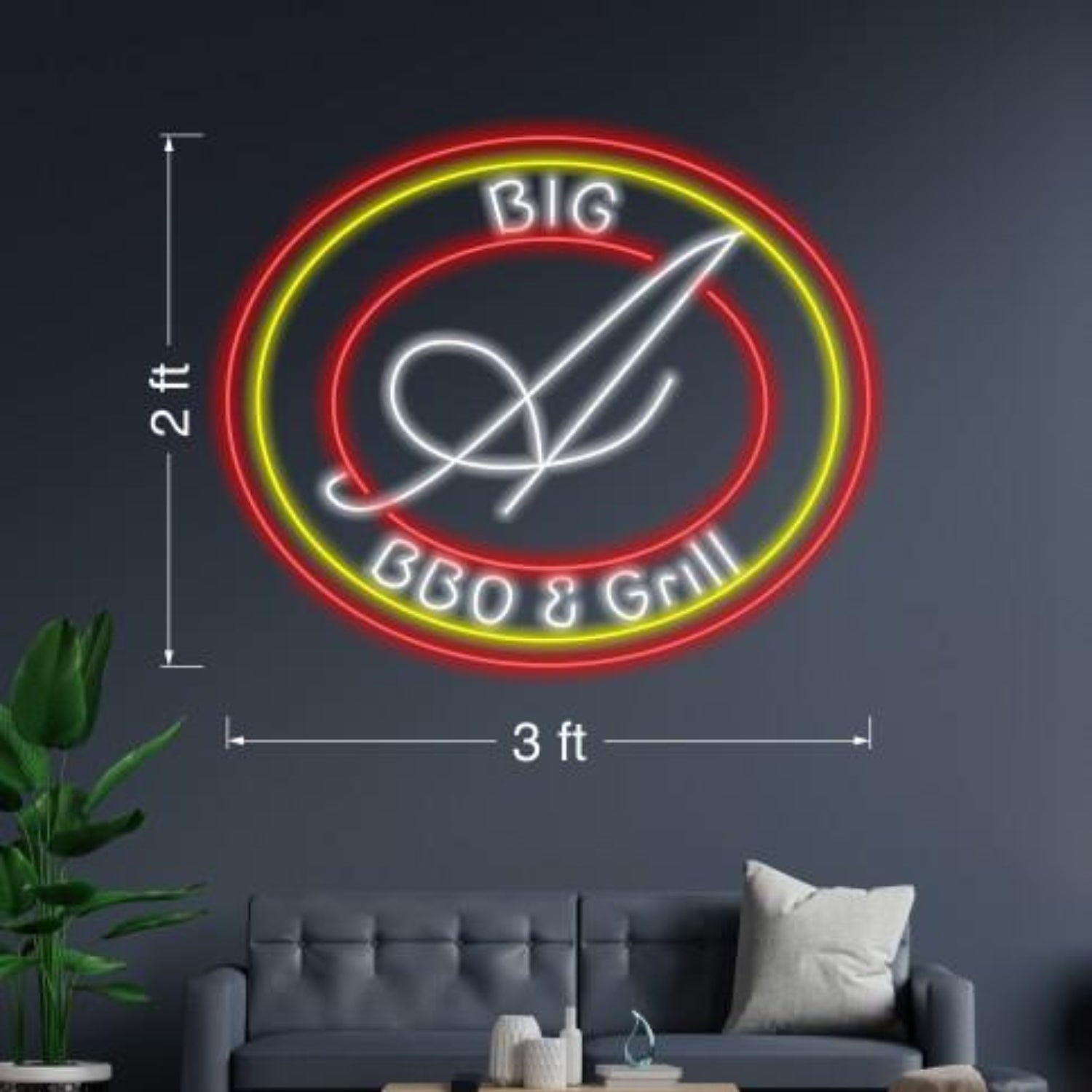Bbq Knife Red-Yellow-White Led Neon Sign For Restaurant Home Decor | Shineneon