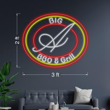 Bbq Knife Red-Yellow-White Led Neon Sign For Restaurant Home Decor | Shineneon