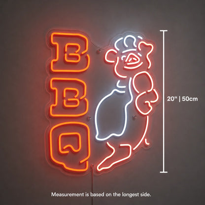 BBQ Pig Chef Neon Sign LED Neon Sign size image