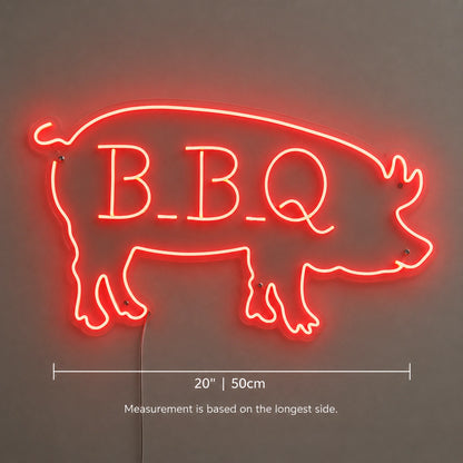 BBQ Pig Silhouette Neon Sign LED Neon Sign size image