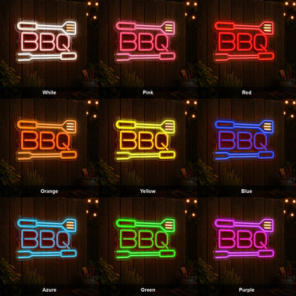BBQ Spatula And Fork LED Neon Sign color grid