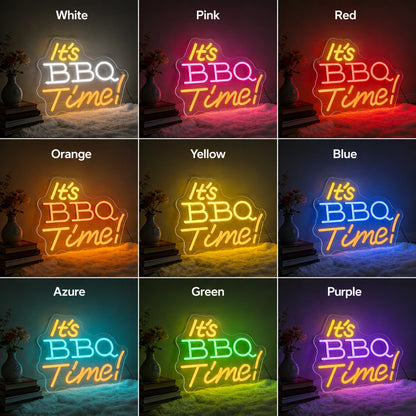 BBQ Time Neon Sign Wall Art LED Neon Sign color grid