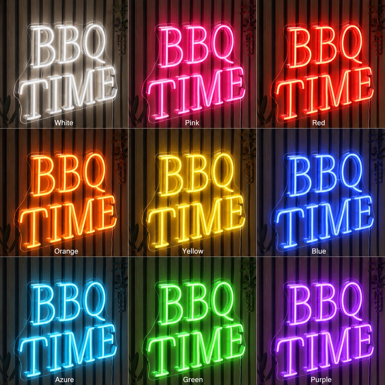 BBQ Time Wall Neon Sign LED Neon Sign color grid