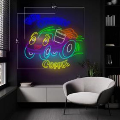 Bbs Cruisin Coffee Cartoon Car Led Neon Sign For Cafe Wall Decor | Shineneon