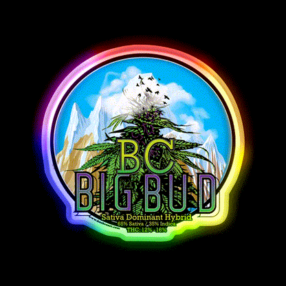 Bc Big Bud Strain Art Hemp Inspired Green Leaf Led Neon Sign Rgb Color - LED neon sign close-up detail