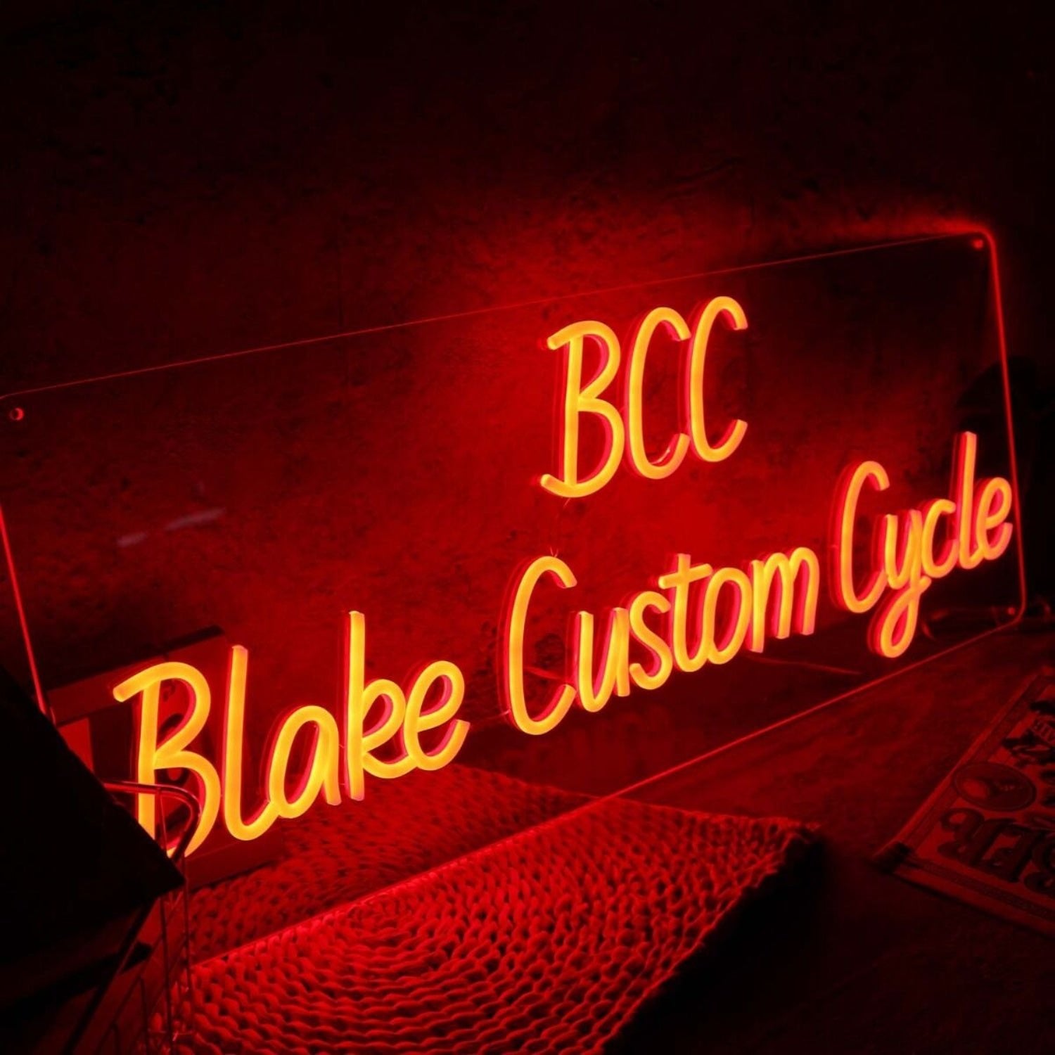 Bcc Blake Custom Cycle Orange Led Neon Sign - Shineneon
