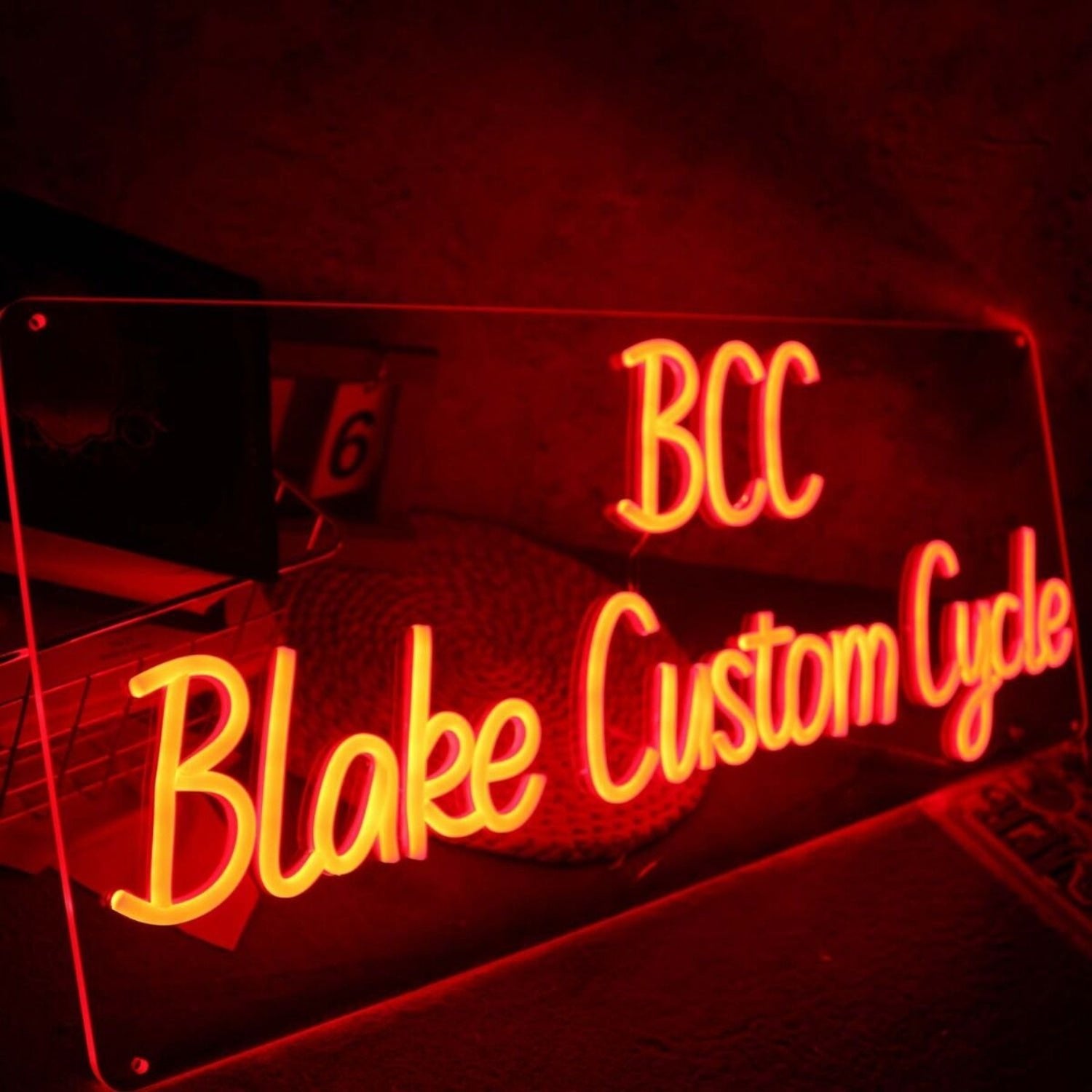 Bcc Blake Custom Cycle Orange Led Neon Sign - Shineneon
