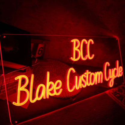 Bcc Blake Custom Cycle Orange Led Neon Sign - Shineneon
