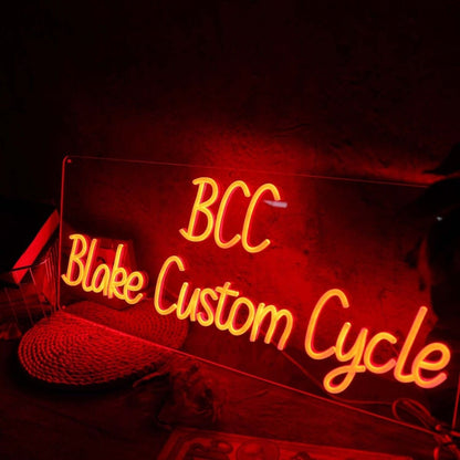 Bcc Blake Custom Cycle Orange Led Neon Sign - Shineneon