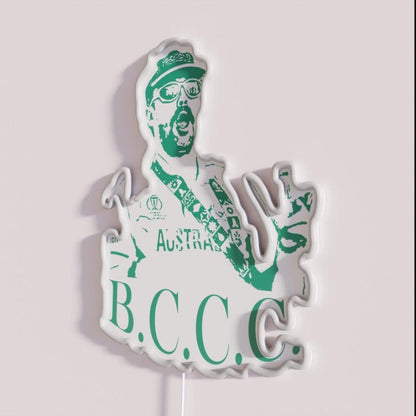 Bccc The Trav Green Rgb Led Neon Sign - Neon sign mounted on wall in room