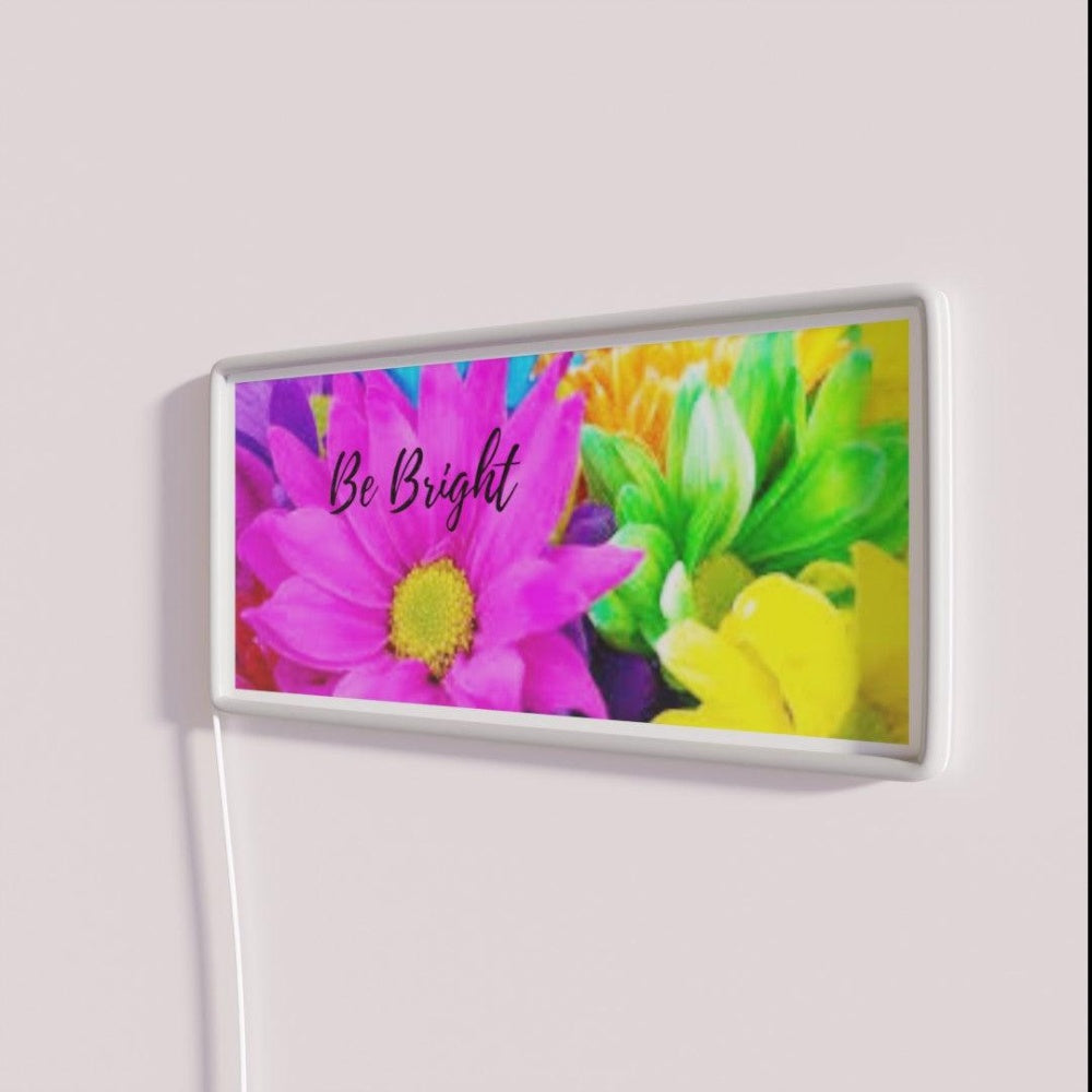 Be Bright Rgb Led Neon Sign - Neon sign mounted on wall in room