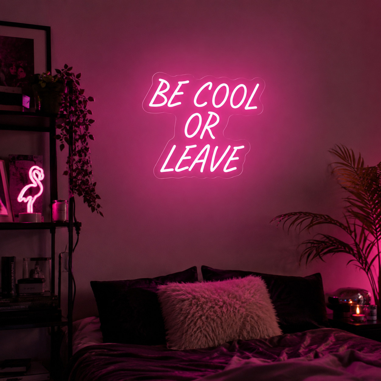 Be Cool Or Leave Wall Decor LED Neon Sign - 03 Real Lifestyle Scene