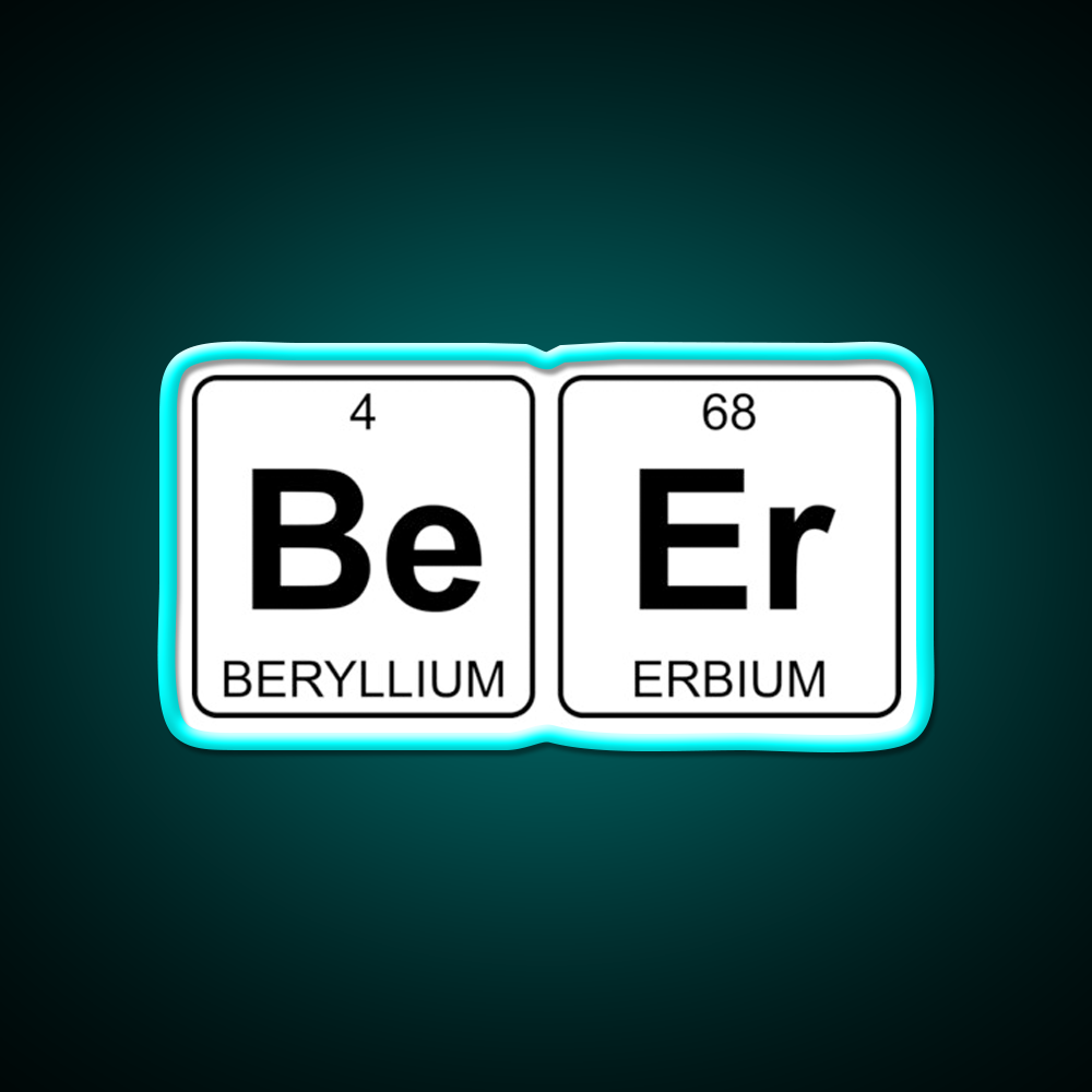 Be Er Beer Periodic Table Chemistry Beer Bar Decor Led Neon Sign Rgb Color - Size and dimension reference