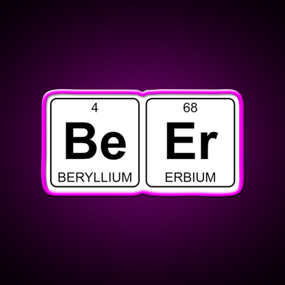 Be Er Beer Periodic Table Chemistry Beer Bar Decor Led Neon Sign Rgb Color - Neon sign mounted on wall in room
