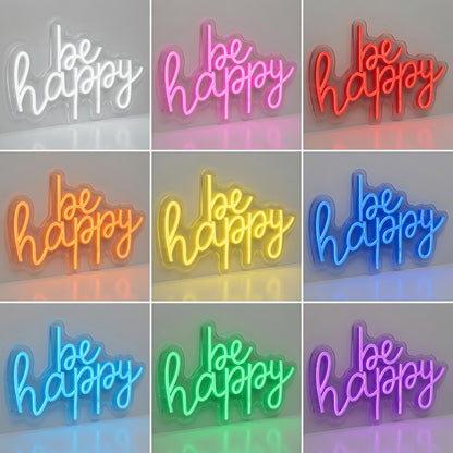 Be Happy LED Neon Sign Wall Neon Sign - 05 Color Grid