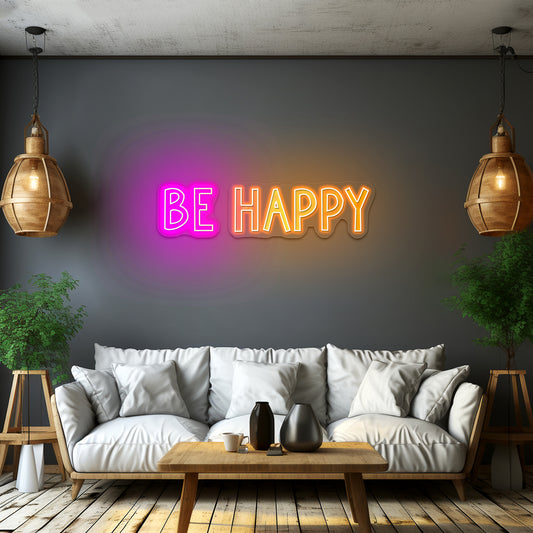 Be Happy Multicolor Neon Signs