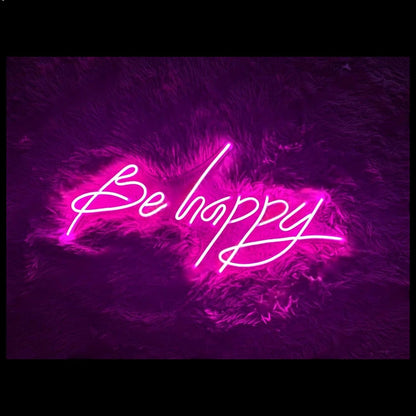 Be Happy Pink Led Neon Sign For Home Cafe Decor | Shineneon