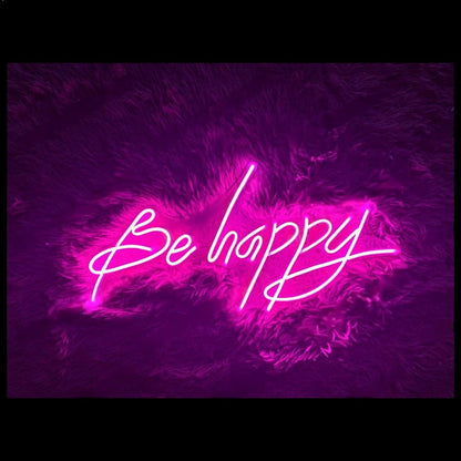 Be Happy Pink Led Neon Sign For Home Cafe Decor | Shineneon