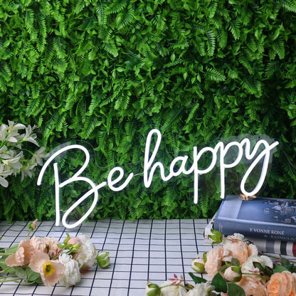 Be Happy White Led Neon Sign - Shineneon