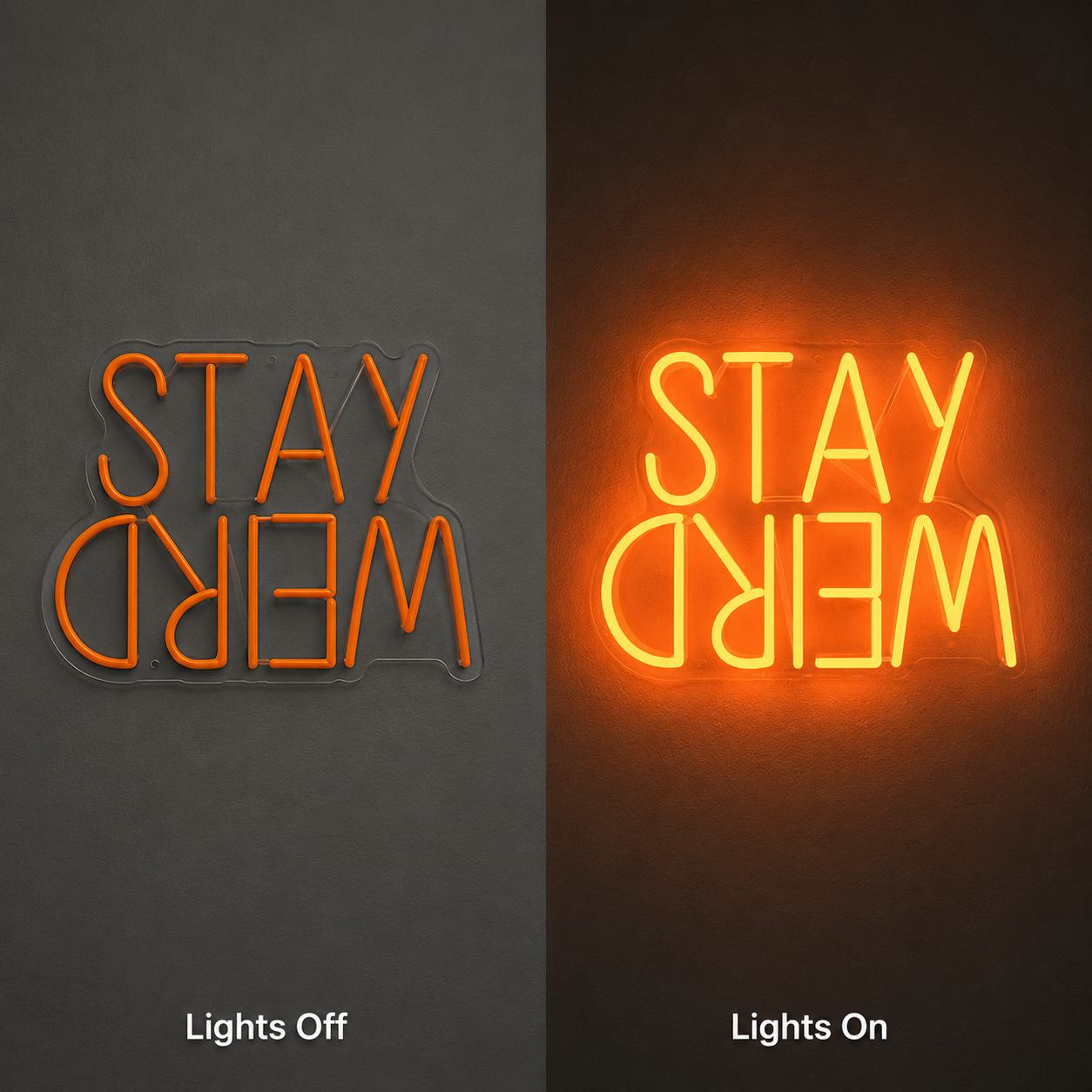 Be Kind Acrylic Wall Light LED Neon Sign - 06 Day Night Comparison