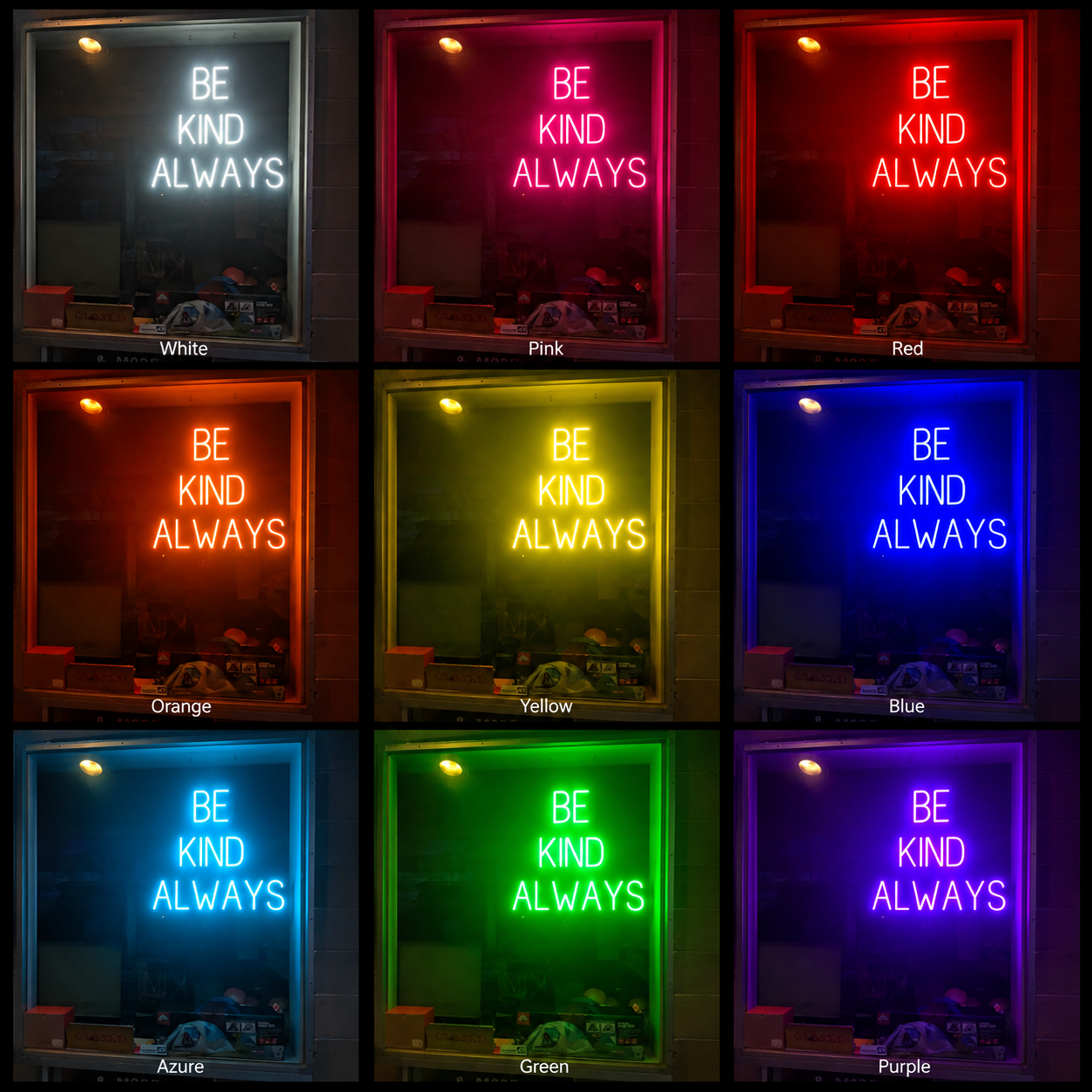 Be Kind Always LED Neon Sign Wall Neon Sign - 05 Color Grid
