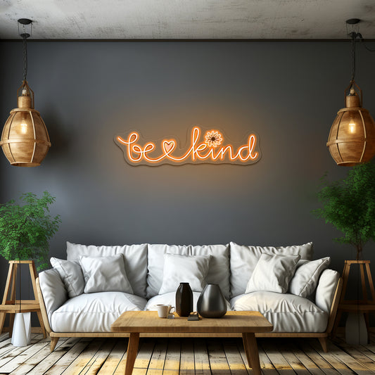 Be Kind Cursive Floral Cheap Neon Signs