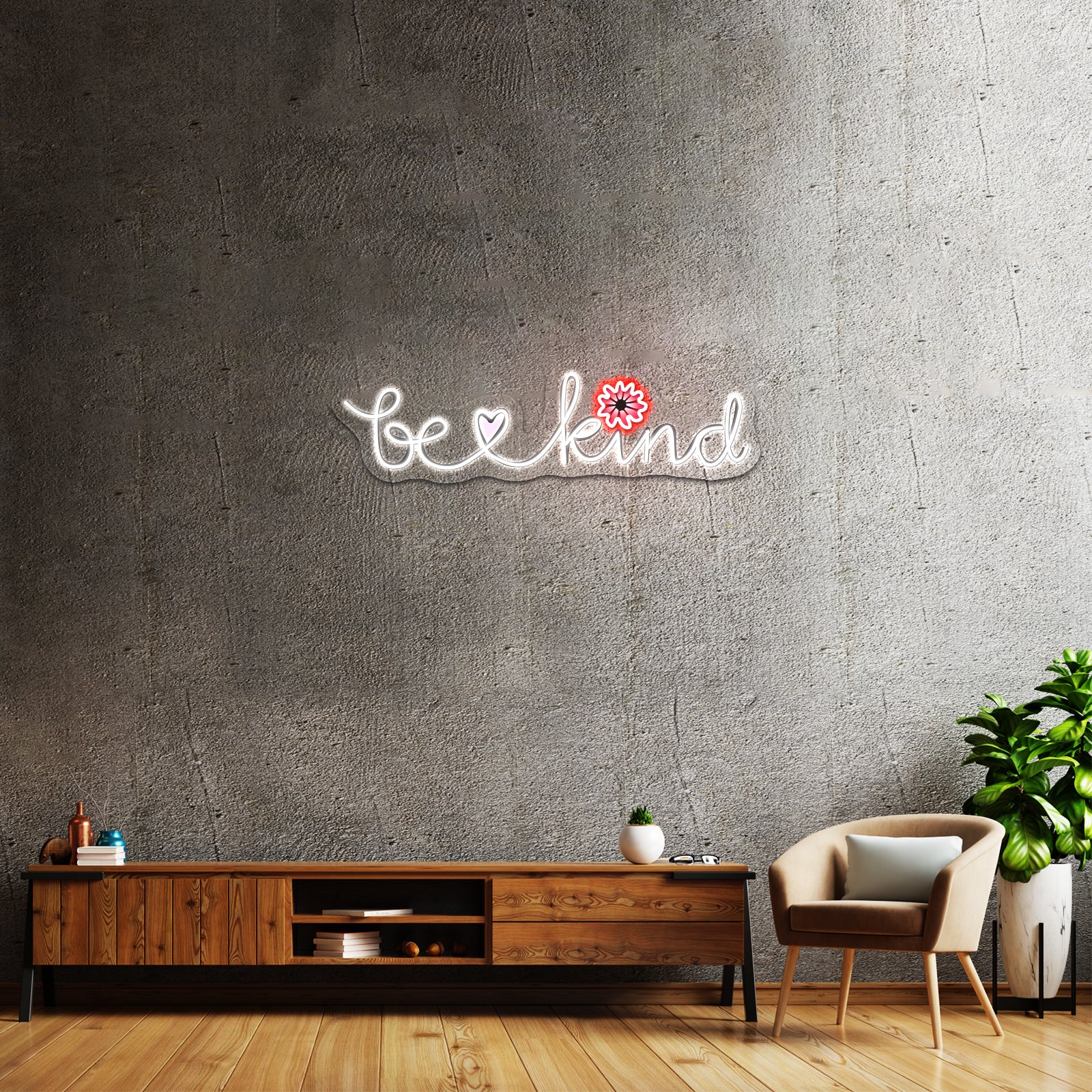 Be Kind Cursive Floral Cheap Neon Signs | Shineneon