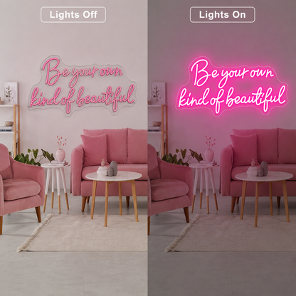 Be Kind Home Wall Light LED Neon Sign - 06 Day Night Comparison