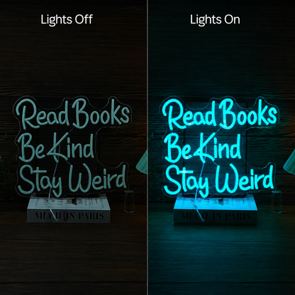 Be Kind Minimal LED Neon Sign - 06 Day Night Comparison