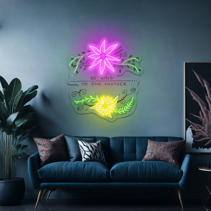 Be Kind To One Another Floral Faith Neon Signs For Bar Neon Signs - Shineneon