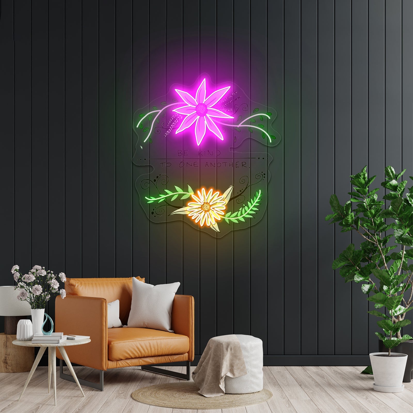 Be Kind To One Another Floral Faith Neon Signs For Bar Neon Signs - Shineneon