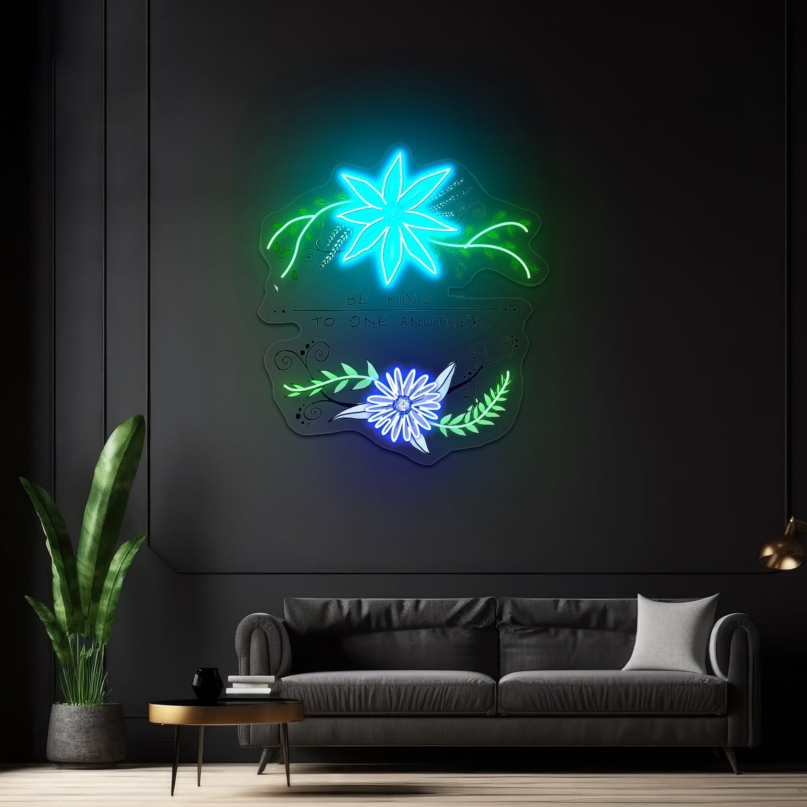 Be Kind To One Another Floral Faith Neon Signs For Bar Neon Signs - Shineneon