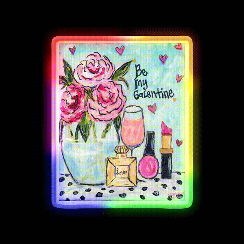 Be My Galentine Nail Salon Led Neon Sign Rgb Color - LED neon sign close-up detail