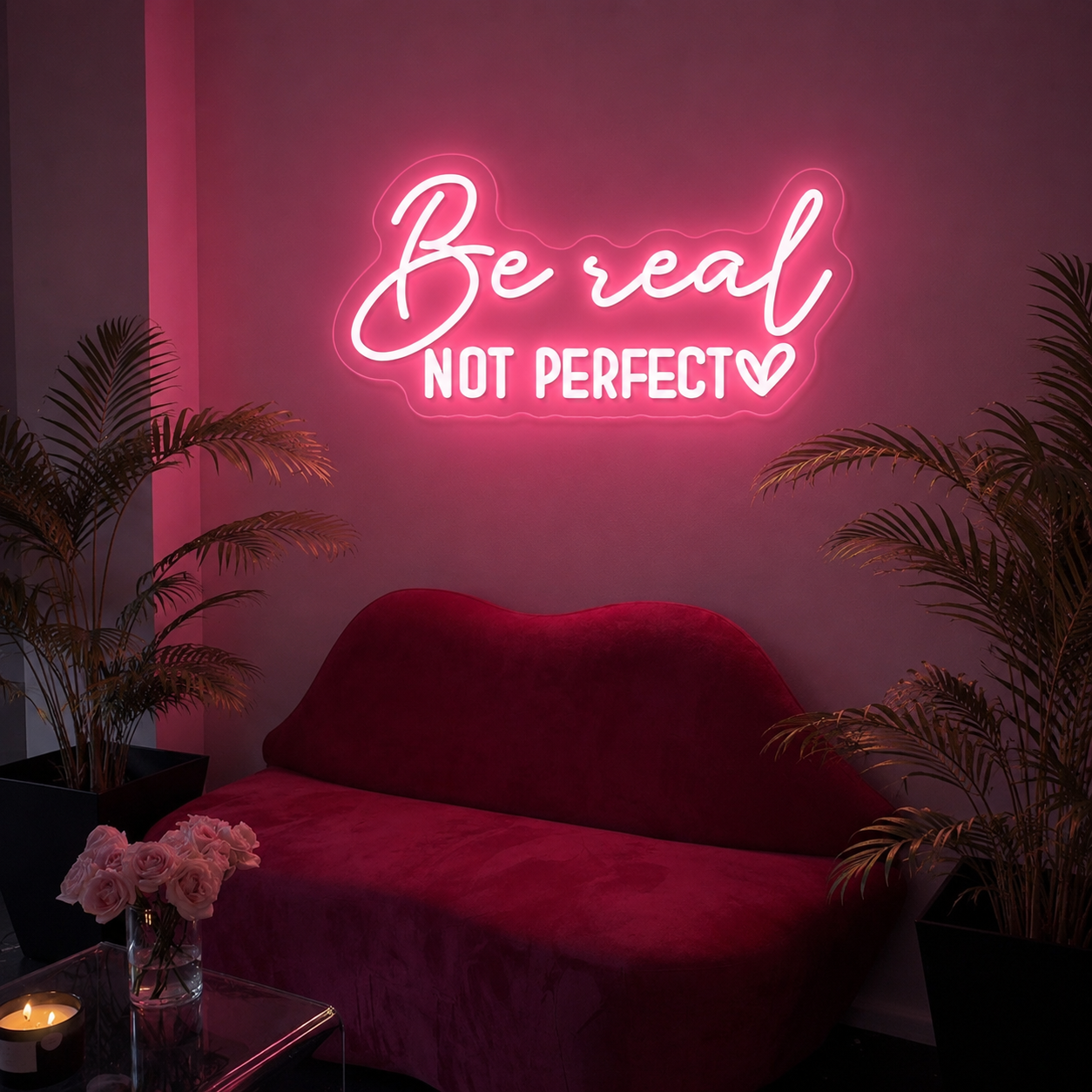 Be Real Not Perfect LED Neon Sign Wall Neon Sign - 03 Real Lifestyle Scene