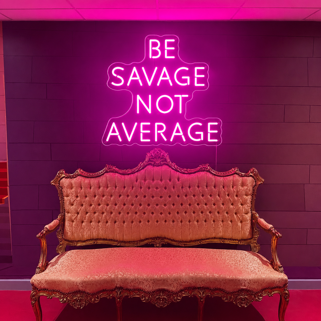Be Savace Not Average LED Neon Sign - 06 Day Night Comparison