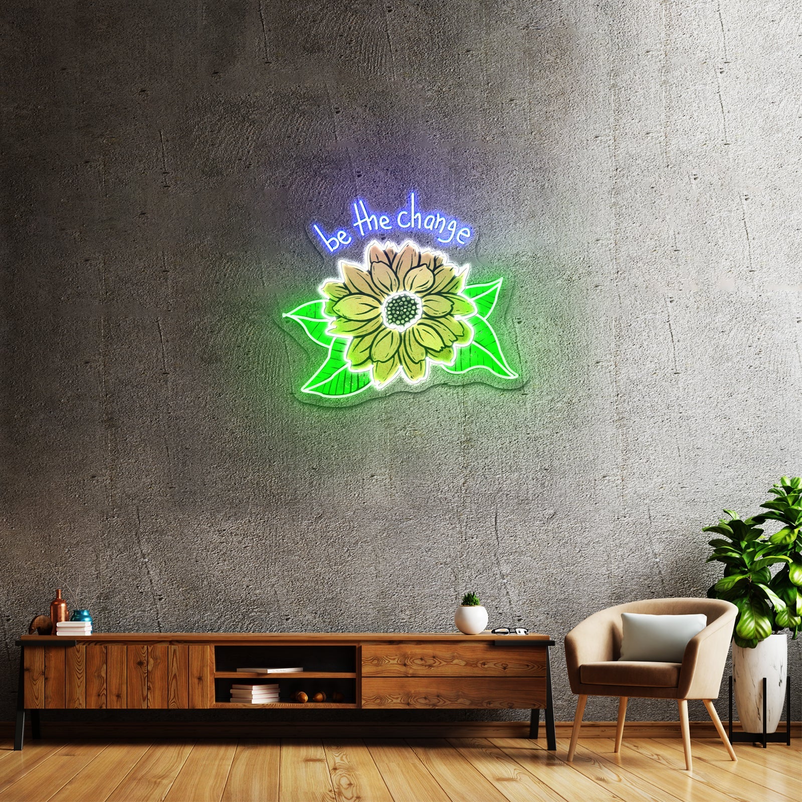 Be The Change Sunflower Neon Signs Wall Decor - Shineneon